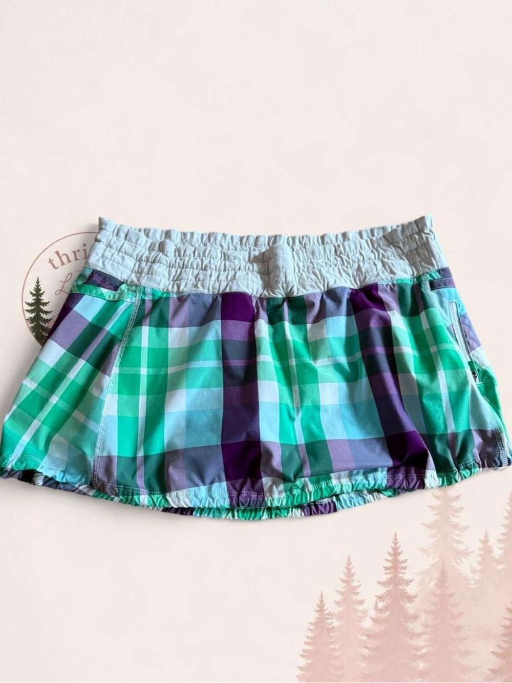 Vintage Y2K Lululemon Plaid Pace Setter Tennis Golf Running Skirt Size 8